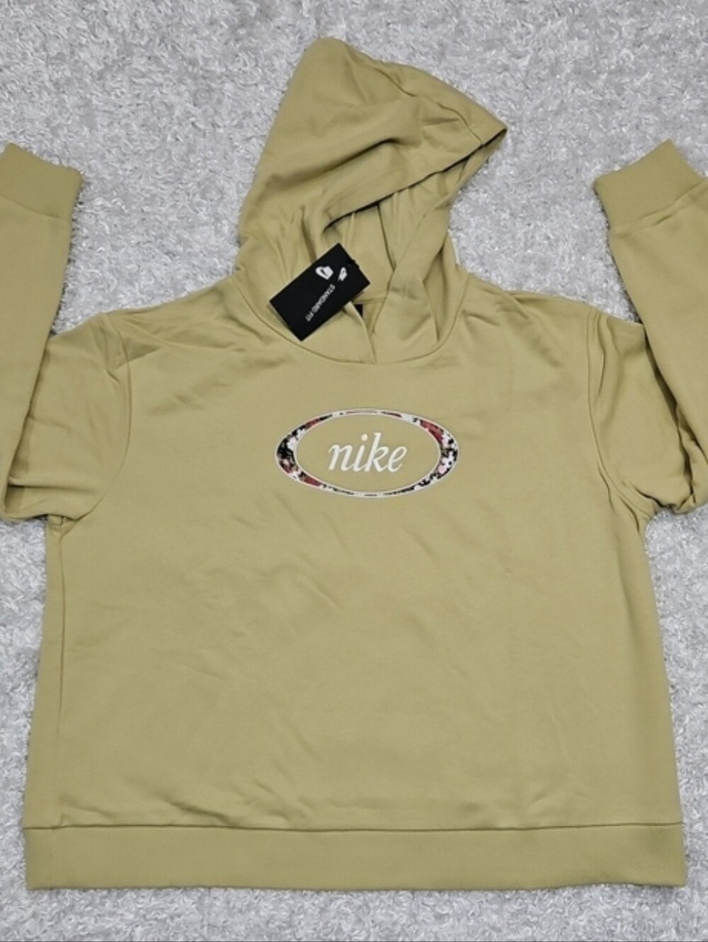 Nike Cropped French Terry soft breathable Hoodie Embroidered nike Khaki Green 2X